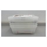 Set of 4 IRIS Buckle Up Storage Totes 12 Qt Clear Plastic Boxes