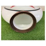 Original Vintage Texaco Hull Milkglass Screw on Base Gas Pump Globe