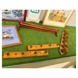 Mirror, Artwork & Wood Shelves