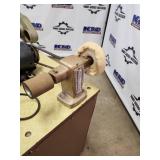 Lot of Bench Grinders, Buffers, and Pulley Parts on Rolling Cabinet