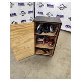 Cabinet with Power Tools, Circular Saws, Sanders, and Sandpaper Rolls