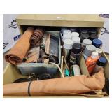 5-Drawer Metal Filing Cabinet with Assorted Tools and Leatherworking Supplies