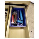 5-Drawer Metal Filing Cabinet with Assorted Tools and Leatherworking Supplies