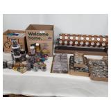 Assorted Metal Fasteners and Hardware in Jars with Rotating Organizer