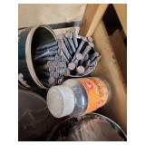 Large Mixed Lot of Assorted Nails, Screws, Bolts, and Fasteners in Jars and Boxes