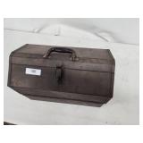 Metal Toolbox with Assorted Plumbing Parts and Fittings