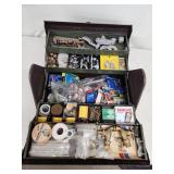Metal Toolbox with Assorted Plumbing Parts and Fittings