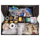 Metal Toolbox with Assorted Plumbing Parts and Fittings