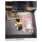 Metal Hardware Organizer Cabinet with Assorted Fasteners and Parts