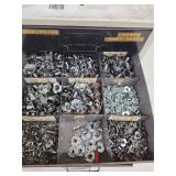 Metal Hardware Organizer Cabinet with Assorted Fasteners and Parts