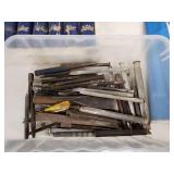 Extensive Collection of Woodworking Chisels, Punches, and Hand Tools