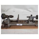Vintage Metal Mini Lathe on Wooden Base