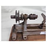 Vintage Metal Mini Lathe on Wooden Base