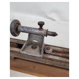 Vintage Metal Mini Lathe on Wooden Base