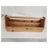 Wooden Tool Carrier Box with Compartments and Handle