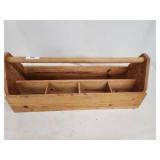 Wooden Tool Carrier Box with Compartments and Handle