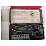 Assorted Workshop Tool Sets Including Tap and Die Set, Forstner Bit Set, Gasket Punch Set, and Vibra Engraving Tool
