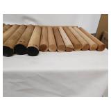 Set of 16 Wood Dowels and Blanks, 2 Inch Diameter, 19 Inch Length