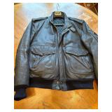 Hein Gericke Black Leather Bomber Jacket Size 40 with Quilted Lining