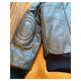 Hein Gericke Black Leather Bomber Jacket Size 40 with Quilted Lining