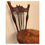 Antique Wood Piano Stool with Claw Feet and Ornate Backrest