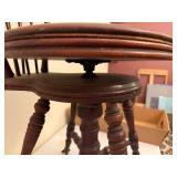 Antique Wood Piano Stool with Claw Feet and Ornate Backrest