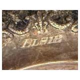 Vintage Etched Amber Glass Bowl and Elise Silverplate Tray Set