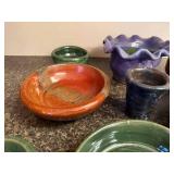 Collection of Handmade Pottery Bowls and Vessels Assorted Colors