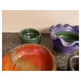 Collection of Handmade Pottery Bowls and Vessels Assorted Colors