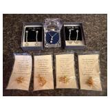 Collection of Gold Tone Vintage Brooches and Rhinestone Jewelry in Gift Boxes