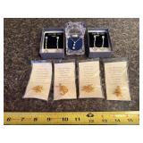 Collection of Gold Tone Vintage Brooches and Rhinestone Jewelry in Gift Boxes