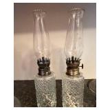 Collection of Vintage Glass Oil Lamps, Crystal Glassware, and Salt Shakers