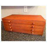 Wooden Art Supply Chest with Pastels, Pencils, Markers, and Brushes