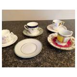 Set of 4 Assorted Vintage Demitasse Cup and Saucer Sets - Royal Doulton, Weimar, Limoges, Avon