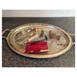 Vintage Collection with Silverplated Serving Tray, Spoons, Razors, Marbles, and Keys
