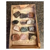 Vintage Boxed Collection of 12 Mineral and Rock Specimens