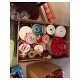 Holiday and Craft Supplies Collection with Ribbons, Wrapping Paper, Pinecones