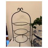 2 Metal Plate Racks with Decorative Plates and Faux Ivy Accent