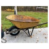 Used Heavy-Duty Metal Wheelbarrow with Single Pneumatic Tire