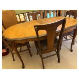 Antique Wooden Dining Table with 4 Chairs and 18-Inch Leaf