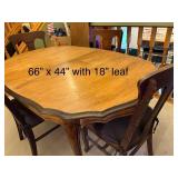 Antique Wooden Dining Table with 4 Chairs and 18-Inch Leaf