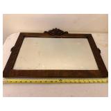 Vintage Rectangular Wall Mirror with Ornate Carved Wood Frame