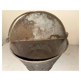 Great North American Railway Antique Metal Ash Bucket with Lid and Handle