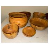 Collection of Hand-Turned Wooden Bowls and Plates