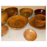 Collection of Hand-Turned Wooden Bowls and Plates
