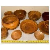 Collection of Hand-Turned Wooden Bowls and Plates