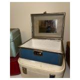 Set of 4 Vintage Train Case Suitcases Assorted Colors