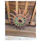 Vintage Metal Sunburst Decorative Wall Art with Rustic Patina