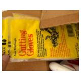 Hunting and Outdoor Gear Lot with Gutting Gloves, T-Handle Tools, Rope, and Accessories