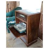 Vintage Wood Console AM Radio and Record Player Cabinet